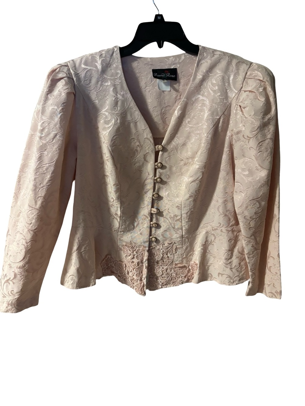 Damask Lace-Trim Pale Pink Blazer by Daniel Rainn